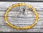 citrine jewelry bracelet gemstone stretch yellow 6mm 6 mm with sterling 925 silver golden