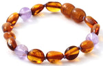 bean amber cognac olive anklet bracelet jewelry amethyst gemstone beaded knotted for girl boy kids children