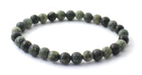 green lace stone bracelet stretch jewelry serpentine green beaded 6mm 6 mm elastic band for men men's 4
