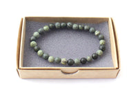 green lace stone bracelet stretch jewelry serpentine green beaded 6mm 6 mm elastic band for men men's 2