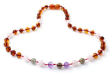 cognac amber polished necklace teething jewelry for girl girl's beaded teething amethyst violet labradorite smoky quartz 3
