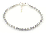 labradorite anklet jewelry with sterling silver 925 small beads 4 mm 4mm gray 