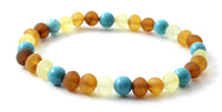 bracelets stretch amber baltic raw unpolished mix multicolor turquoise green gemstone jewelry wholesale lot 4
