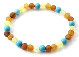bracelets stretch amber baltic raw unpolished mix multicolor turquoise green gemstone jewelry wholesale lot 2
