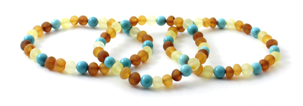bracelets stretch amber baltic raw unpolished mix multicolor turquoise green gemstone jewelry wholesale lot