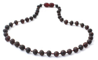 necklace amber raw cherry baltic black baroque round bead knotted unpolished for kids children jewelry 3