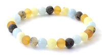 bracelet aquamarine jewelry amber raw unpolished baltic mix multicolor stretch blue gemstone beaded elastic band 4