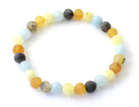 bracelet aquamarine jewelry amber raw unpolished baltic mix multicolor stretch blue gemstone beaded elastic band