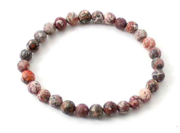 leopardskin jasper stretch bracelet jewelry pink beaded 6mm 6 mm for women women's beaded elastic band