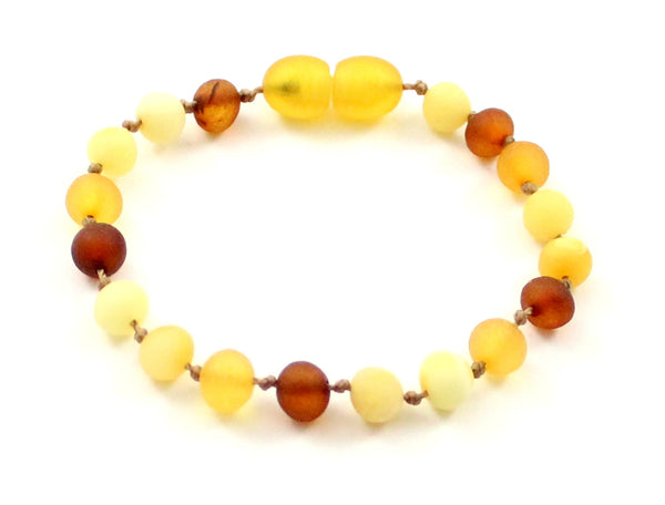 anklet bracelet multicolor amber raw unpolished mix baroque teething jewelry knotted natural