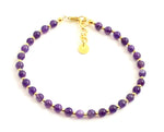 amethyst violet anklet jewelry purple small beads 4mm 4 mm minimalist with golden sterling silver 925 for women women's