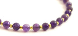amethyst violet anklet jewelry purple small beads 4mm 4 mm minimalist with golden sterling silver 925 for women women's 4
