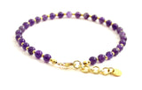 amethyst violet anklet jewelry purple small beads 4mm 4 mm minimalist with golden sterling silver 925 for women women's 3