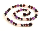 necklace amber amethyst violet rose quartz pink jewelry beaded knotted gemstone for girl girl's
