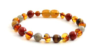 red jasper amber baltic cognac bracelet anklet jewelry labradorite gray tiger eye tiger's brown knotted teething 5