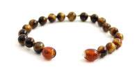 brown tiger eye tiger's jewelry anklet bracelet 6mm 6 mm beaded for men men's knotted 4