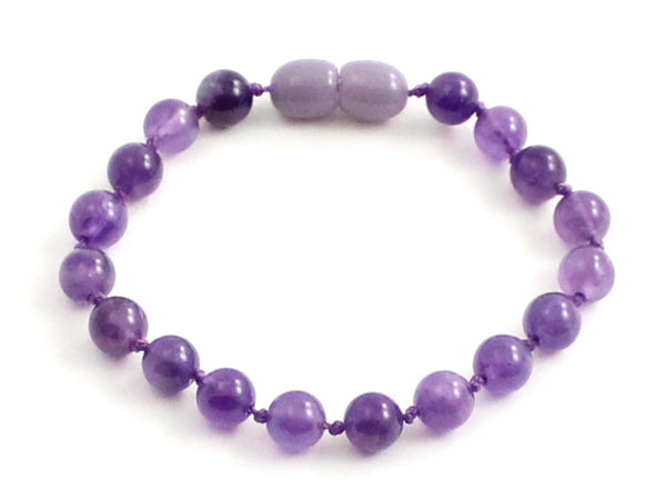 violet amethyst anklet bracelet jewelry beaded 6mm 6 mm knotted 