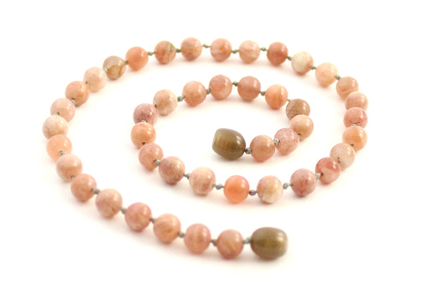 necklace sunstone jewelry pink 6mm 6 mm knotted for girl girls women women's