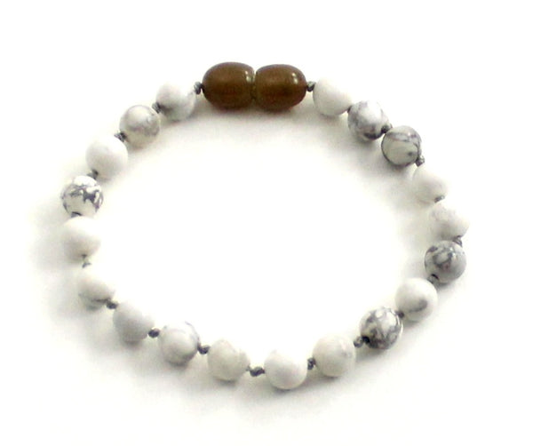 bracelet white howlite anklet knotted jewelry gemstone 6mm 6 mm beaded white