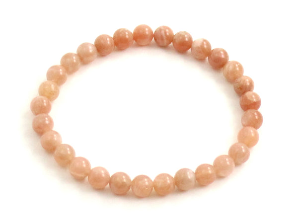sunstone pink bracelet stretch jewelry gemstone 6mm 6 mm beaded elastic band for women women's girl girl's