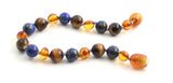 bracelet anklet gemstone cognac amber baltic polished jewelry knotted beaded lapis lazuli blue tiger tiger's eye 3