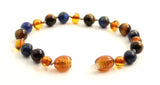 bracelet anklet gemstone cognac amber baltic polished jewelry knotted beaded lapis lazuli blue tiger tiger's eye 4