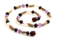 Necklace, Teething, Cherry, Hazelwood, Amber, Amethyst, Pink, Rose Quartz