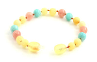 anklet, amber, raw, milky, butter, yellow, unpolished, baltic, bracelet, jewelry, baroque, round, amazonite, green, sunstone, pink 3