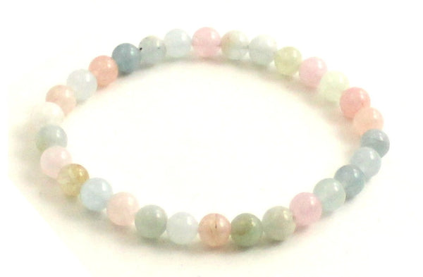 morganite stretch bracelet jewelry beaded multicolor 6mm 6 mm multi color for women women's gemstone