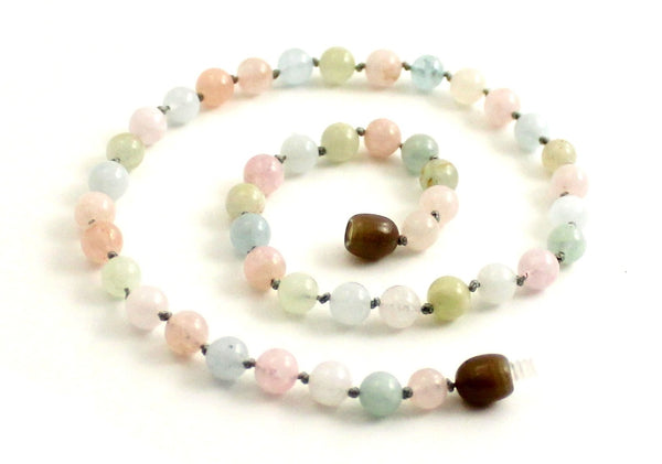 necklace morganite jewelry multicolor beaded knotted 6mm 6 mm for girl girl's kids
