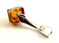 pendant amber baltic cognac square with sterling silver 925 jewelry 3