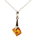 pendant amber baltic cognac square with sterling silver 925 jewelry