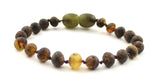 anklet raw green amber baltic unpolished baroque knotted for kids children boy boys beaded jewelry 5