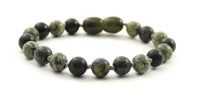 green lace stone serpentine gemstone jewelry anklet bracelet for men men's boy boys 6mm 6 mm knotted 5