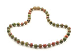 unakite necklace gemstone beaded jewelry 6mm 6 mm green for men men's women women's boy knotted 3