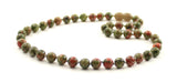 unakite necklace gemstone beaded jewelry 6mm 6 mm green for men men's women women's boy knotted 4
