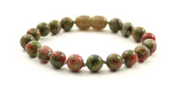 unakite gemstone green bracelet jewelry anklet 6mm 6 mm beaded knotted 5