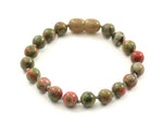 unakite gemstone green bracelet jewelry anklet 6mm 6 mm beaded knotted