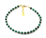 malachite 4mm 4 mm anklet jewelry green gemstone minimalist small beads with sterling 925 silver golden for women women's 5