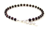 garnet red burgundy anklet jewelry small beads 4mm 4 mm minimalist for women women's with sterling golden silver 925 3