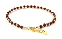 anklet red garnet faceted burgundy with sterling silver 925 gemstone small beads minimalist for women women's 4