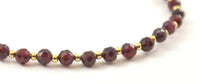 anklet red garnet faceted burgundy with sterling silver 925 gemstone small beads minimalist for women women's 3