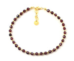anklet red garnet faceted burgundy with sterling silver 925 gemstone small beads minimalist for women women's