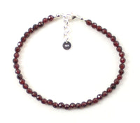 anklet red garnet faceted burgundy with sterling silver 925 gemstone small beads minimalist for women women's 6