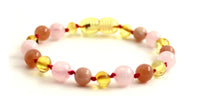 rose quartz amber yellow lemon baltic polished sunstone anklet bracelet beaded jewelry for a girl girls 5