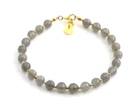 labradorite gemstone gray beaded bracelet for men men's jewelry women women with sterling silver 925 golden 6