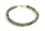 labradorite gemstone gray beaded bracelet for men men's jewelry women women with sterling silver 925 golden 5