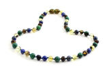 necklace amber baltic green polished beaded knotted with gemstones lapis lazuli blue african jade green jewelry for boy boys men men's 3