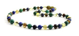 necklace amber baltic green polished beaded knotted with gemstones lapis lazuli blue african jade green jewelry for boy boys men men's 4