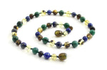 necklace amber baltic green polished beaded knotted with gemstones lapis lazuli blue african jade green jewelry for boy boys men men's